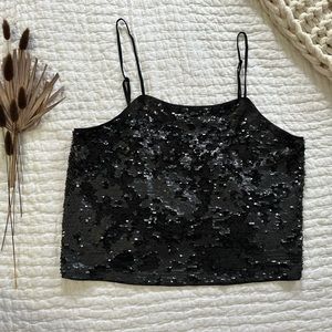 Women’s NEW! NWT H&M Sequence Black Crop Top Sz 12